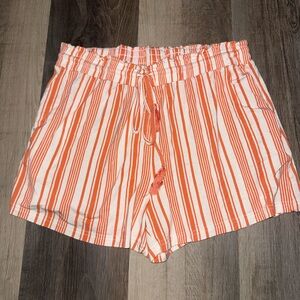 Copper Key Orange Striped High Waist Shorts